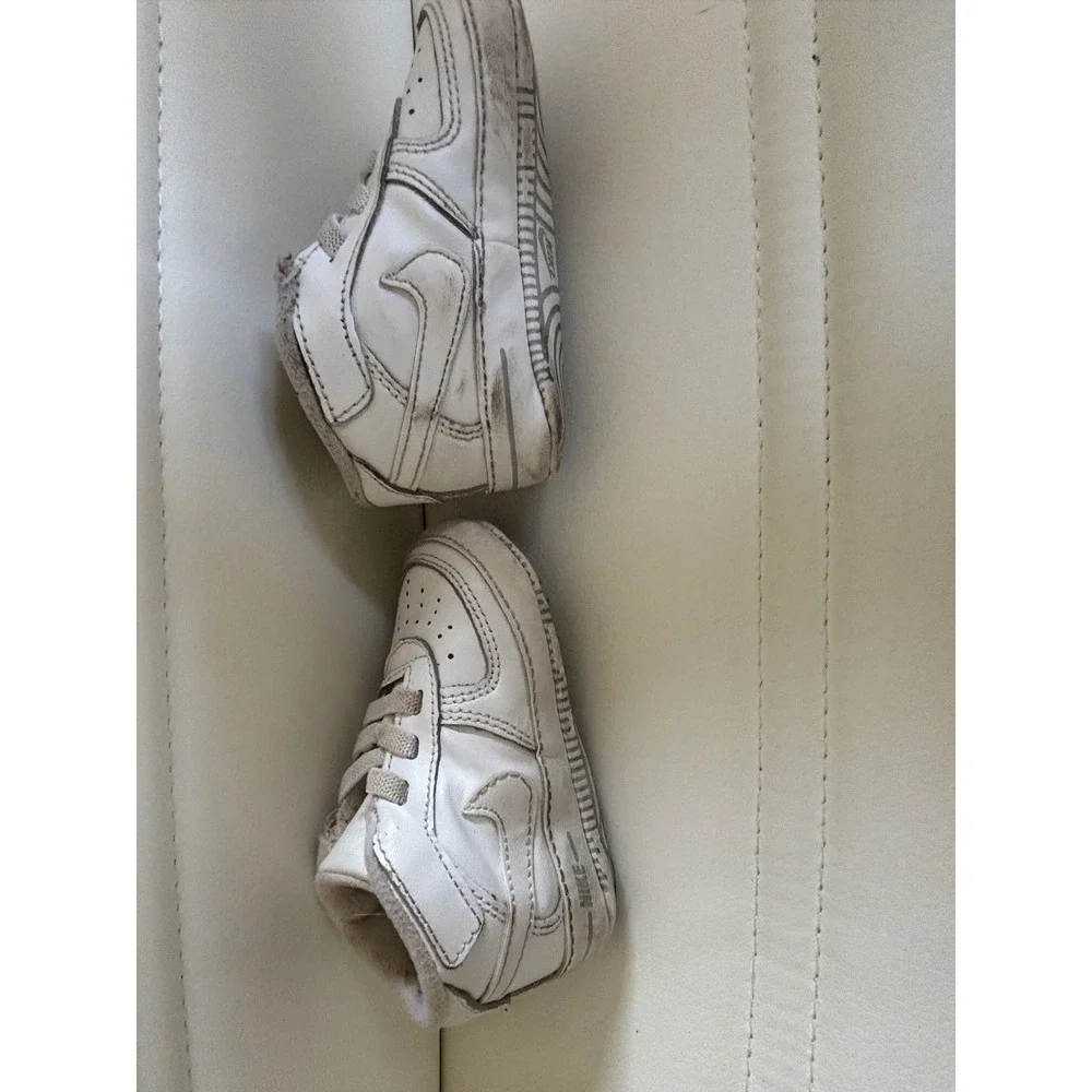 Nike Air Force 1 Crib Baby Shoes White Leather Soft Sole Sneakers 1C